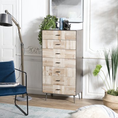 Chiffonnier moderne bois de sapin damier CARPATES PIER IMPORT