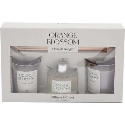 Coffret 2 bougies parfumée et diffuseur 50ml Senteur Fleur d'oranger JARDINDECO