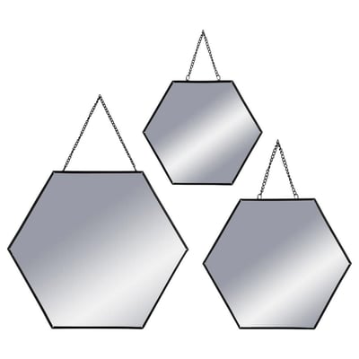 Ensemble De 3 Miroirs Hexa Chaîne Noir ATMOSPHERA
