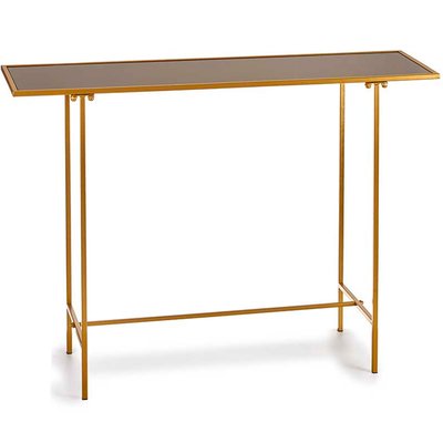Console plateau en verre noir et métal doré 110x33x77cm WADIGA