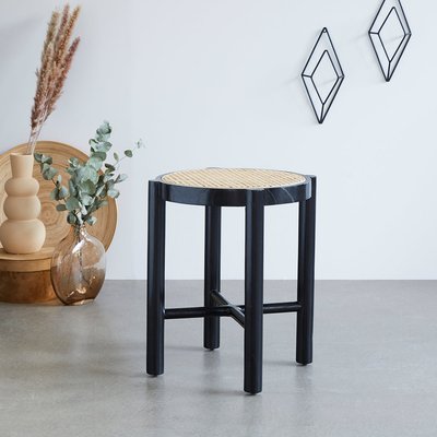 Table de chevet en acajou massif et cannage  ARON BERAH GETAH