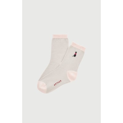 Chaussettes brodées en coton et fil textile imprimé Kitty ARTHUR