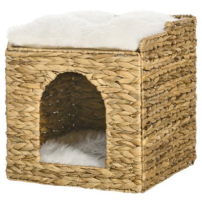 Panier chat lit chat cosy jacinthe d'eau avec coussins PAWHUT