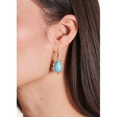 Boucles d'oreilles pendantes à perle turquoise LA FEE MARABOUTEE