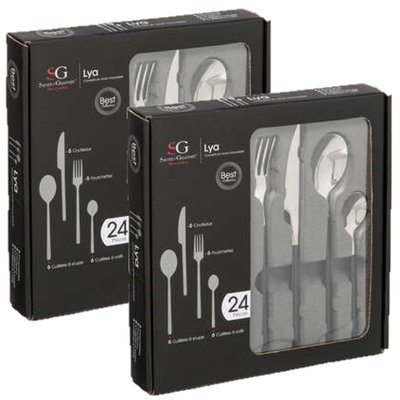 Lot de 2 Ménagères Lya en Acier Inoxydable - 48 Couverts TOILINUX