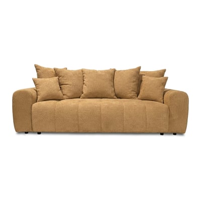 Canapé droit convertible 3 places en tissu bouclette, ROXELANE BOBOCHIC
