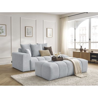 Canapé droit fixe 5 places en velours avec pouf, MONT-BLANC BOBOCHIC
