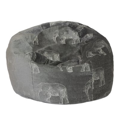 Pouf en velours avec éléphants brodées MX HOME