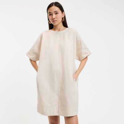 Robe évasée, en denim, manches courtes LA REDOUTE COLLECTIONS