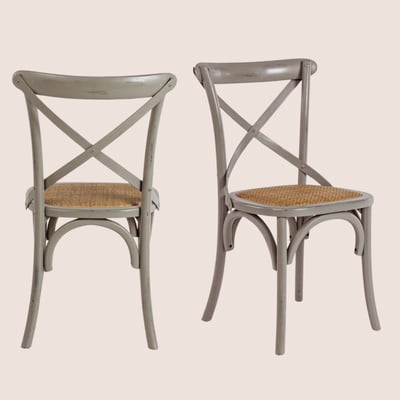 Chaises bistrot en rotin (lot de 2) - ESTAMINET HELLIN, DEPUIS 1862