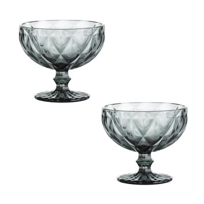 Set of 2 Gemstone Footed Sundae Dishes in Smoke RAVENHEAD