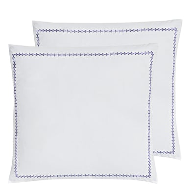 Lot de 2 taies d'oreillers en percale de coton brodée ARROW SENSEI MAISON