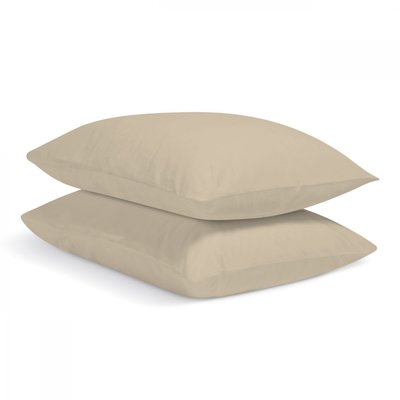 Lot de 2 Taies d'oreiller unie PERCALE DE COTON BLEU CALIN
