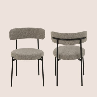 Chaises design en métal noir et bouclette (lot de 2) - GERDA HELLIN, DEPUIS 1862