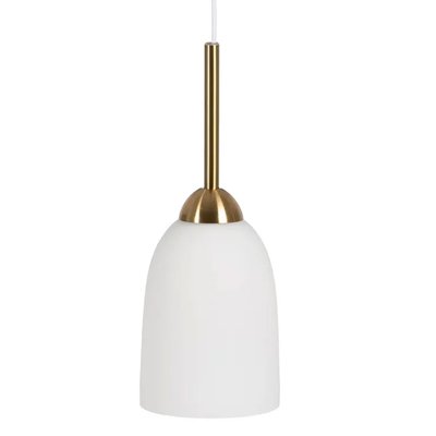 Suspension en métal doré et verre dépoli blanc 14x14x36cm WADIGA