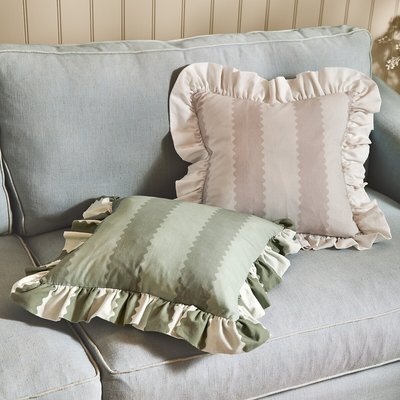 Birdie Stripe Ruffle Filled Cushion WYLDER