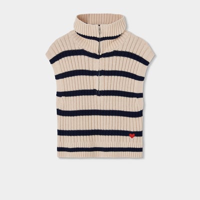Pull sans manches fille avec coeur brodé BOBOLI