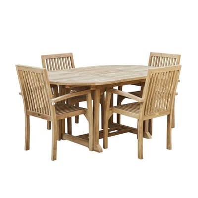 Salon de jardin en teck massif extensible 4/6 places  MIDLAND BERAH GETAH