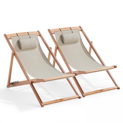Lot de 2 chiliennes en bois eucalyptus, SOCOA OVIALA