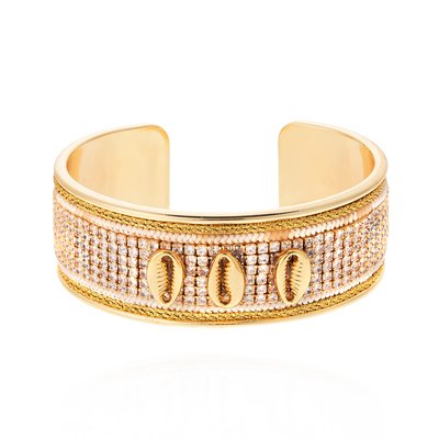 Bracelet jonc ajustable avec coquillages et strass DIADEMA HIPANEMA