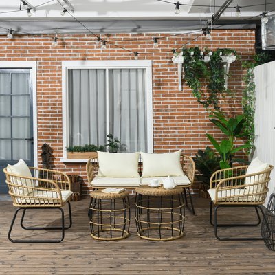 Ensemble salon de jardin 4 places 5 pièces style bohème chic OUTSUNNY