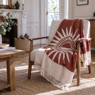 Plaid jeté de canapé coton flammé 125x150cm ORNAMI