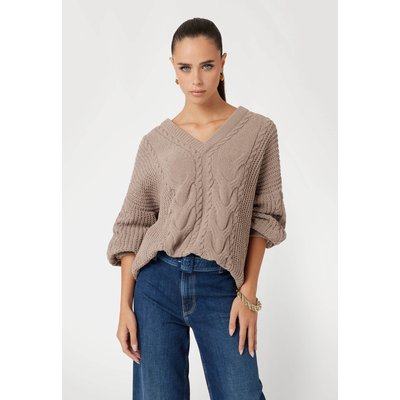 Pull-Over Col V Maille Torsadée GUESS