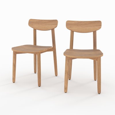 Lot de 2 chaises de jardin en bois de teck recyclé  - LUFY RENDEZ-VOUS DÉCO