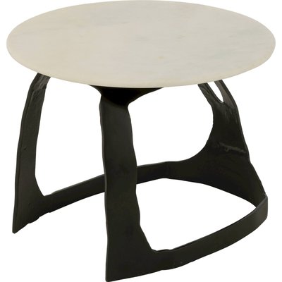 Table d appoint design en aluminium  et pierre blanche RECOLLECTION