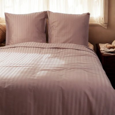 Parure housse de couette coton bande satin 120 fils MIRAGE LINANDELLE