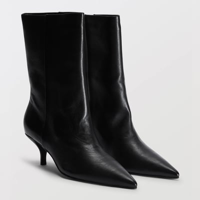 Bottines à talon en cuir MONOPRIX