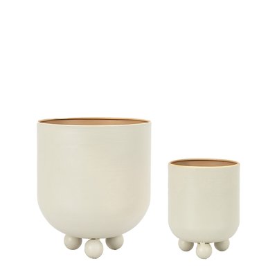 Set of 2 Putty Ceramic Planters SO'HOME