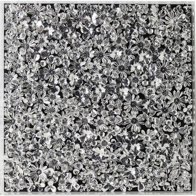 Tableau 3D fleurs argentées 100x100cm KARE DESIGN
