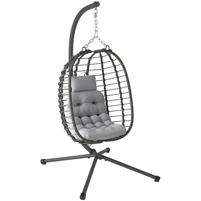 Fauteuil balancelle en rotin Résine tressée OUTSUNNY