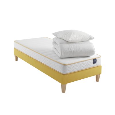 Ensemble matelas mousse, sommier, pieds, couette et oreiller Aurore 300 SOMEO