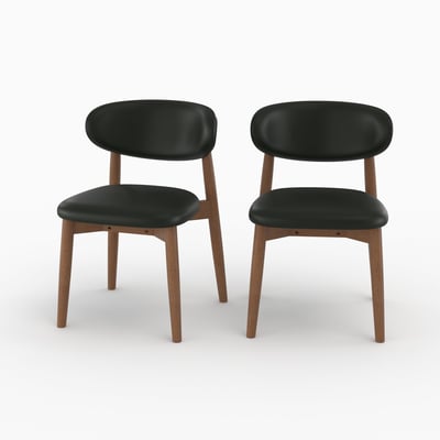 Lot de 2 chaises en cuir et bois d'hévéa - YUNA MAISON PAVANE