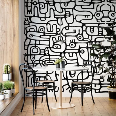 Papier peint panoramique et moderne avec formes abstraites - 255x260 cm (l x h) LA TOUCHE ORIGINALE