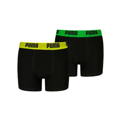 Lot de 2 boxers en coton noirs unis à ceintures de couleurs différentes PUMA