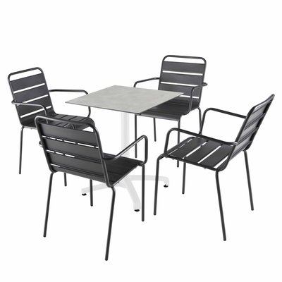 Table 60x60 cm inclinable stratifiée avec pied blanc et chaises en métal, OPERA OVIALA