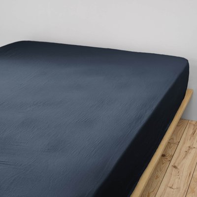 Drap housse double gaze de coton TERRE DE NUIT