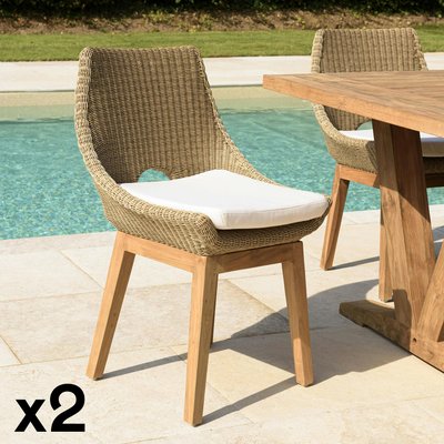 Chaise de jardin résine tressée beige (lot de 2) MANY PIER IMPORT