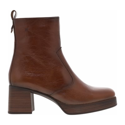 Boots en cuir cognac à semelle à talon décroché haut avec une fermeture zippée DORKING