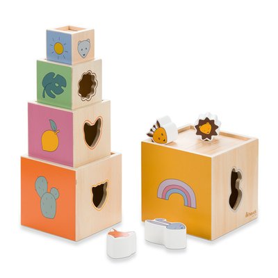 Cubes à empiler en bois coloré HAUCK