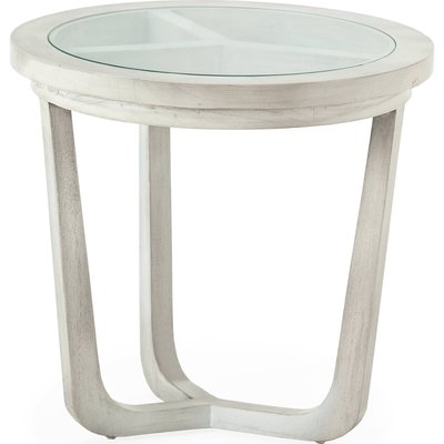 Table d'appoint bois de cèdre  voilé avec plateau verre RECOLLECTION