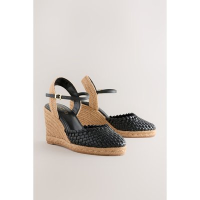 Espadrilles compensées en cuir à bout rond NEXT