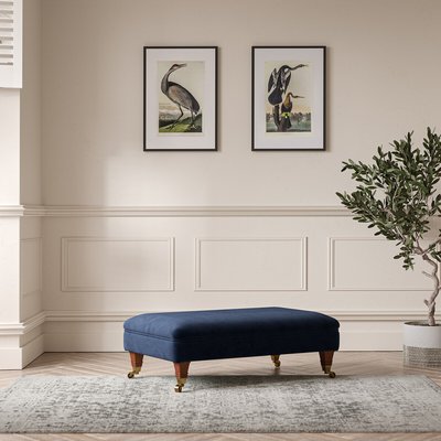 Emeline Velvet Footstool with Antique Castor Legs SO'HOME