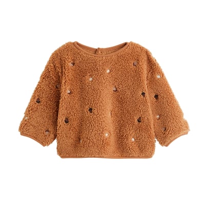 Sweat-shirt bébé en sherpa Caramel PETIT BEGUIN
