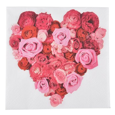 Lot de 20 serviettes papier coeur roses DOUCEUR D'INTÉRIEUR