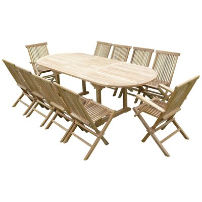 Ensemble de jardin en teck premium MILANA 8 chaises 2 fauteuils JENAE TECK'LINE