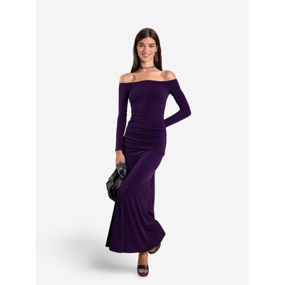 Robe midi en maille avec encolure bardot THE-ARE